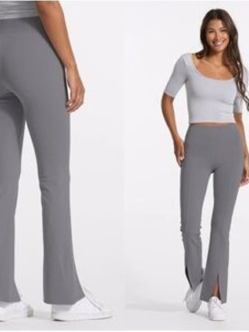 Vuori Lux Rib Split Bootcut Pants in Gray Size S